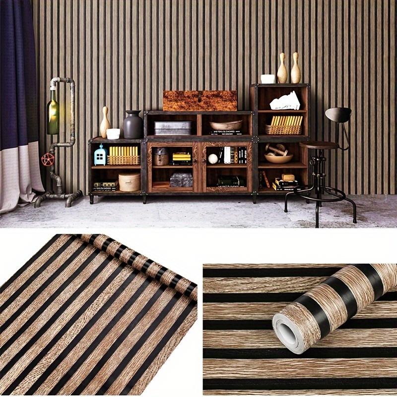 Un rouleau de papier peint auto-adhésif imitation bois vintage - Facile à peler et à coller, amovible et imperméable - Dote d'une fin de bois clair, parfait pour rafraîchir les meubles et la décoration murale du salon, de la cuisine et de l