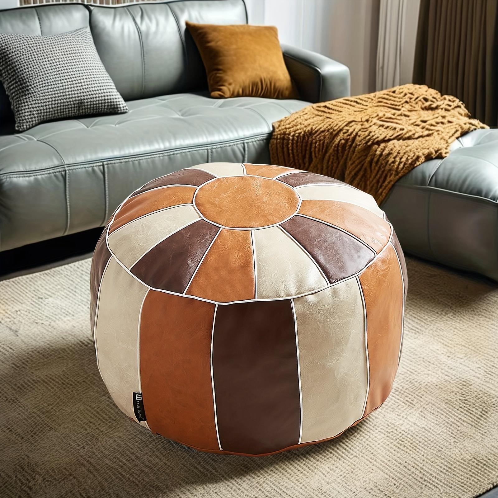 Ensemble de rangement pour pouf rond marocain, housse de repose-pieds faite à la main, multifonctionnelle, étanche et durable, housse de pouf en similicuir
Ouvrir dans un nouvel onglet.