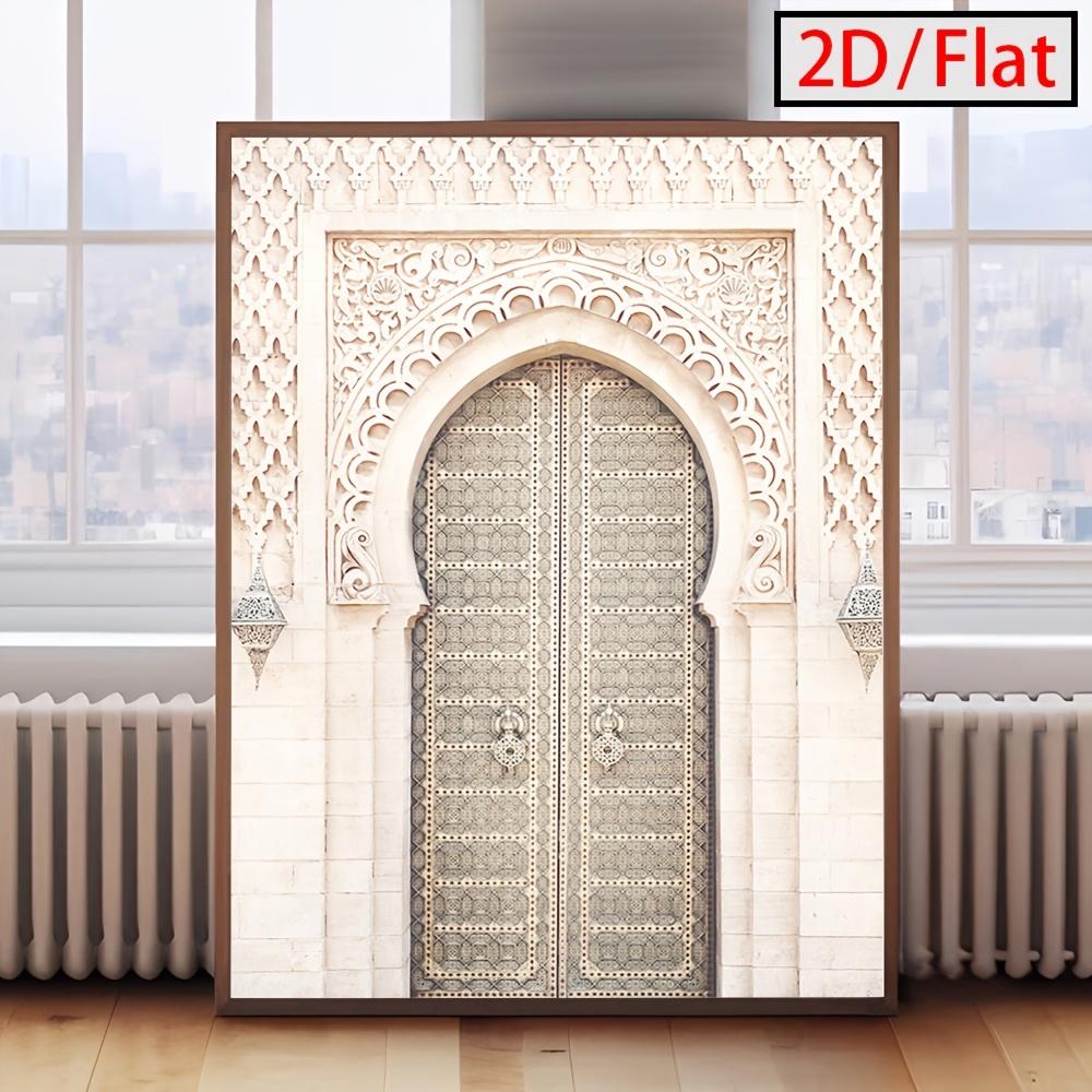 2D Plat, 2D Plat, 1pc, Sans Cadre, Motif de Porte Marocaine, Décoration Style Bohème Beige, Décoration Murale Architecturale, Art Arabe, Décoration Murale Intéressante, Convient aux Restaurants, Hôtels, Bureaux, Salons, Chambres, Salles de 