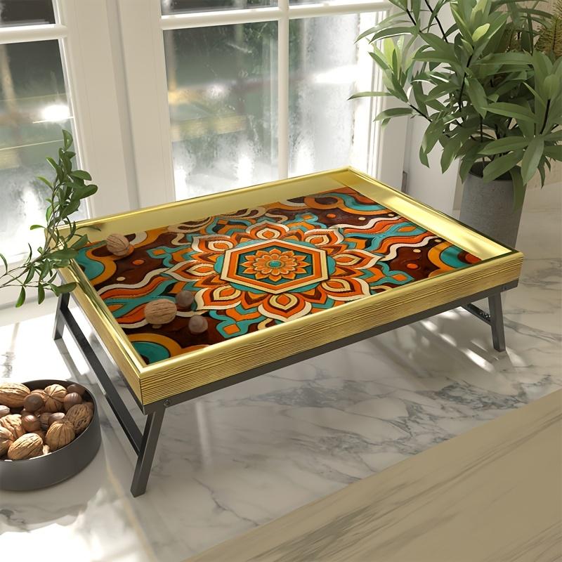 Table d'appoint rectangulaire "lazy" avec motif ondulé marron-vert, style marocain traditionnel, idéale pour la décoration intérieure
Ouvrir dans un nouvel onglet.