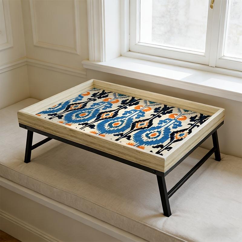 Le motif géométrique symétrique diamant bleu-orange de la table d'appoint paresseuse est idéal pour les styles culturels marocains ou exotiques, parfait pour un hall d'entrée ou un coin d'exposition, mettant en valeur l'élégance et l'énigme