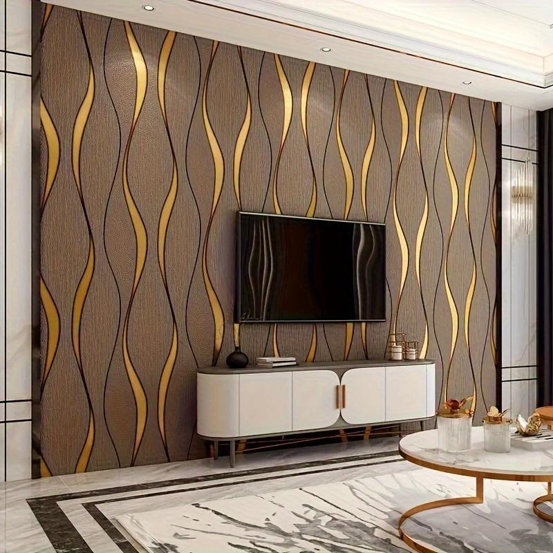 Rouleau de papier peint à ondulations d'eau en 3D moderne, adapté pour décorer les salons, chambres et murs arrière de télévision, ainsi que la rénovation des maisons anciennes. Fabriqué en vinyle mobile, facilement pelable et amovible