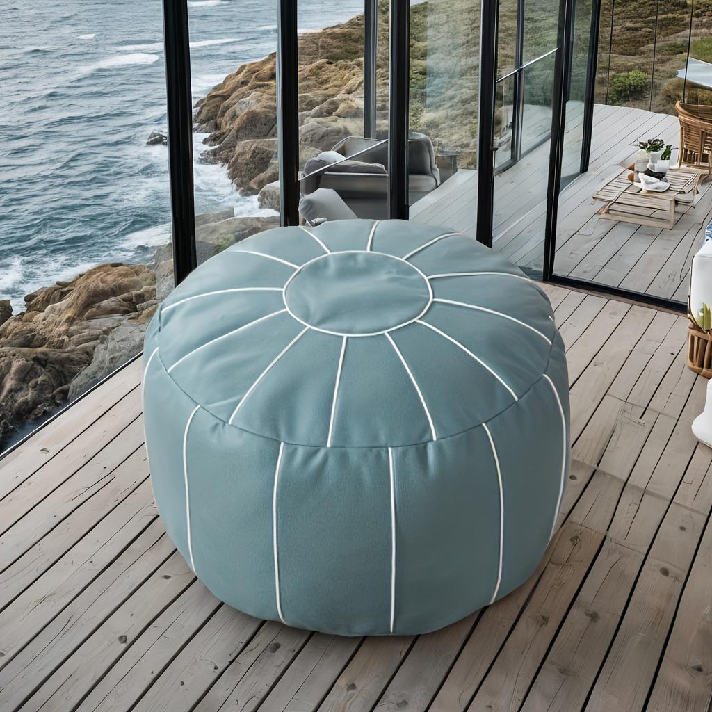 Tabouret ronde en similicuir, style tatami, ottoman de rangement, couverture de canapé marocain pour les paresseux, mini tabouret polyvalent pour le salon, adapté à Noël, Halloween, Pâques, Thanksgiving, Hanoukka