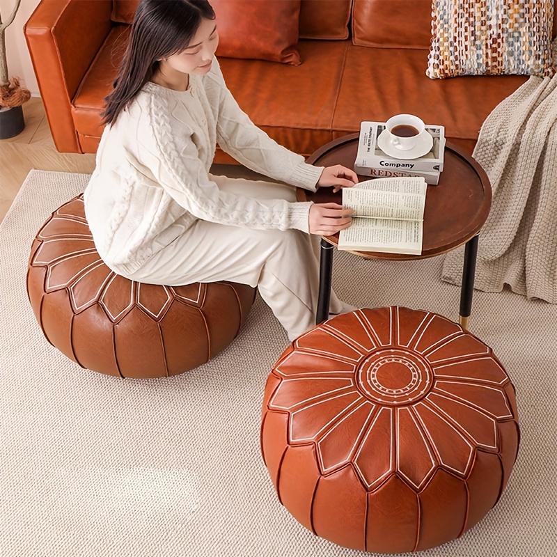 Coussins de style marocain en cuir ciré, poufs de sol, tapis tatami vintage, faciles à nettoyer et rangables
Ouvrir dans un nouvel onglet.