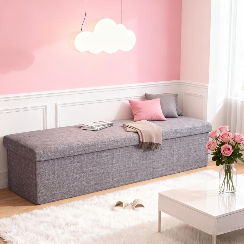 Repose-pieds de rangement pliable, un banc long pliable pour le rangement | Gain de place, multifonctionnel, convient pour le salon, la chambre et le couloir | Peut être utilisé pour s'asseoir et ranger, un banc de rangement pour la fin du 