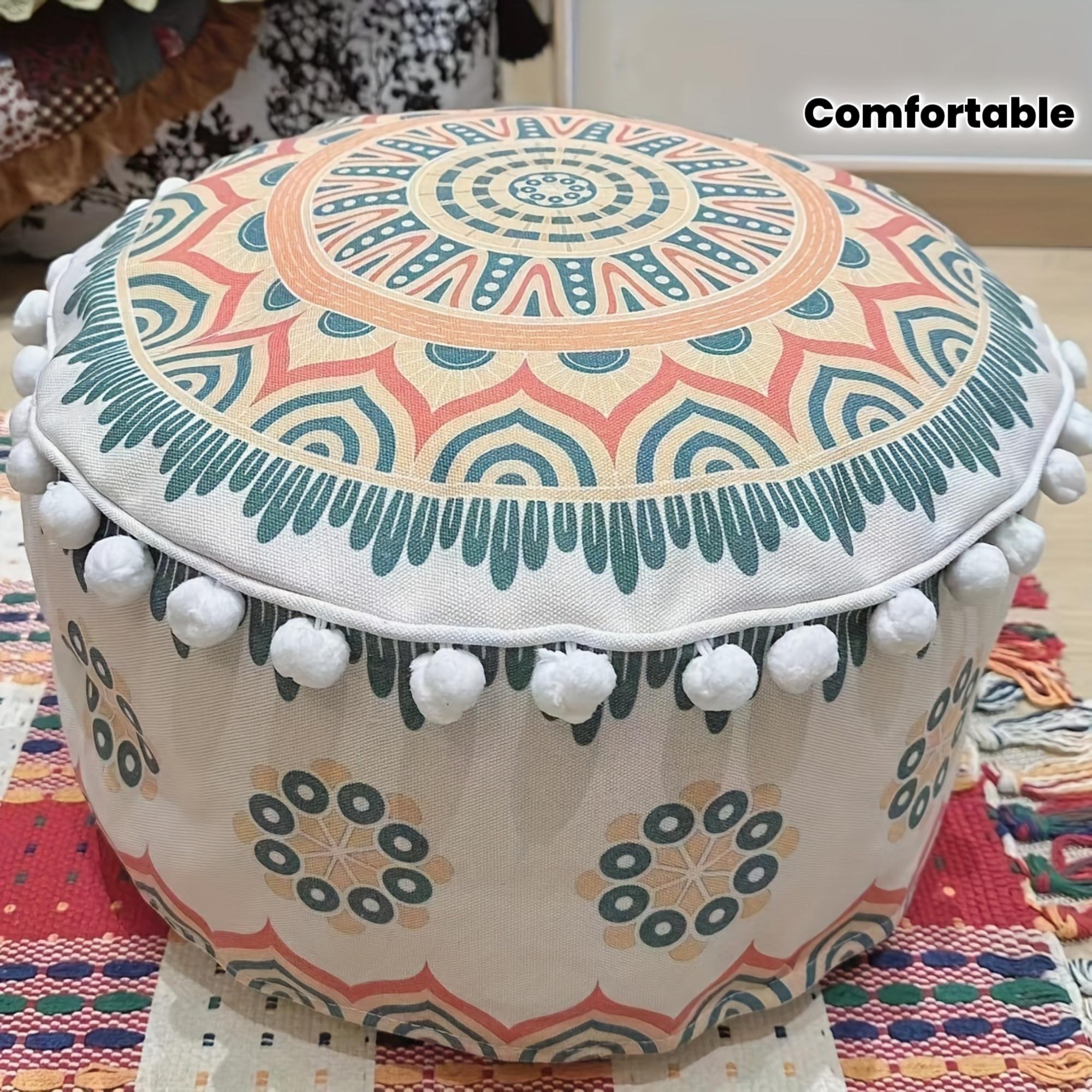 Grand coussin rond épais de style bohème, coussin de futon de style rétro pour la maison, repose-pieds confortable et paresseux, rembourrage en particules de polypropylène, convient pour le salon, la cour, la chambre, la décoration de terra