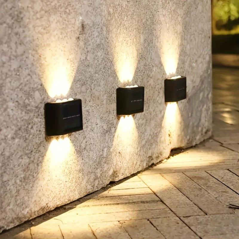 Lumière Murale Solaire LED Extérieure, 6 Têtes Sélection de Couleurs Chaudes/Froides, Adaptée aux Jardins, Rues, Paysages, Mariages, IP44, Décoration de Camping, Alimentation Solaire, ≤36V, Batterie Nickel, Sans Composants Électroniques ou 