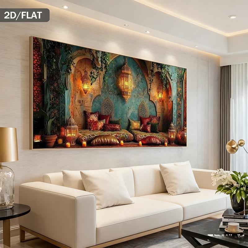 Tableau mural plat 2D, 2D plat, 1pc Art moderne marocain abstrait sur toile - Décoration marocaine sans cadre, avec un motif arabe minimaliste en turquoise et doré - Œuvre d'art pour salon, chambre à coucher
Ouvrir dans un nouvel onglet.