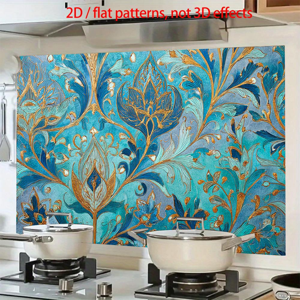 1 Rouleau de Papier Peint Autocollant Motif Marocain/Arabe Bleu Turquoise & Doré - Film Vinyle PVC Brillant Amovible pour Murs, Réfrigérateur, Lave-vaisselle - Turquoise, Doré, Blanc, Noir, Vert, Beige (Facile à Poser)