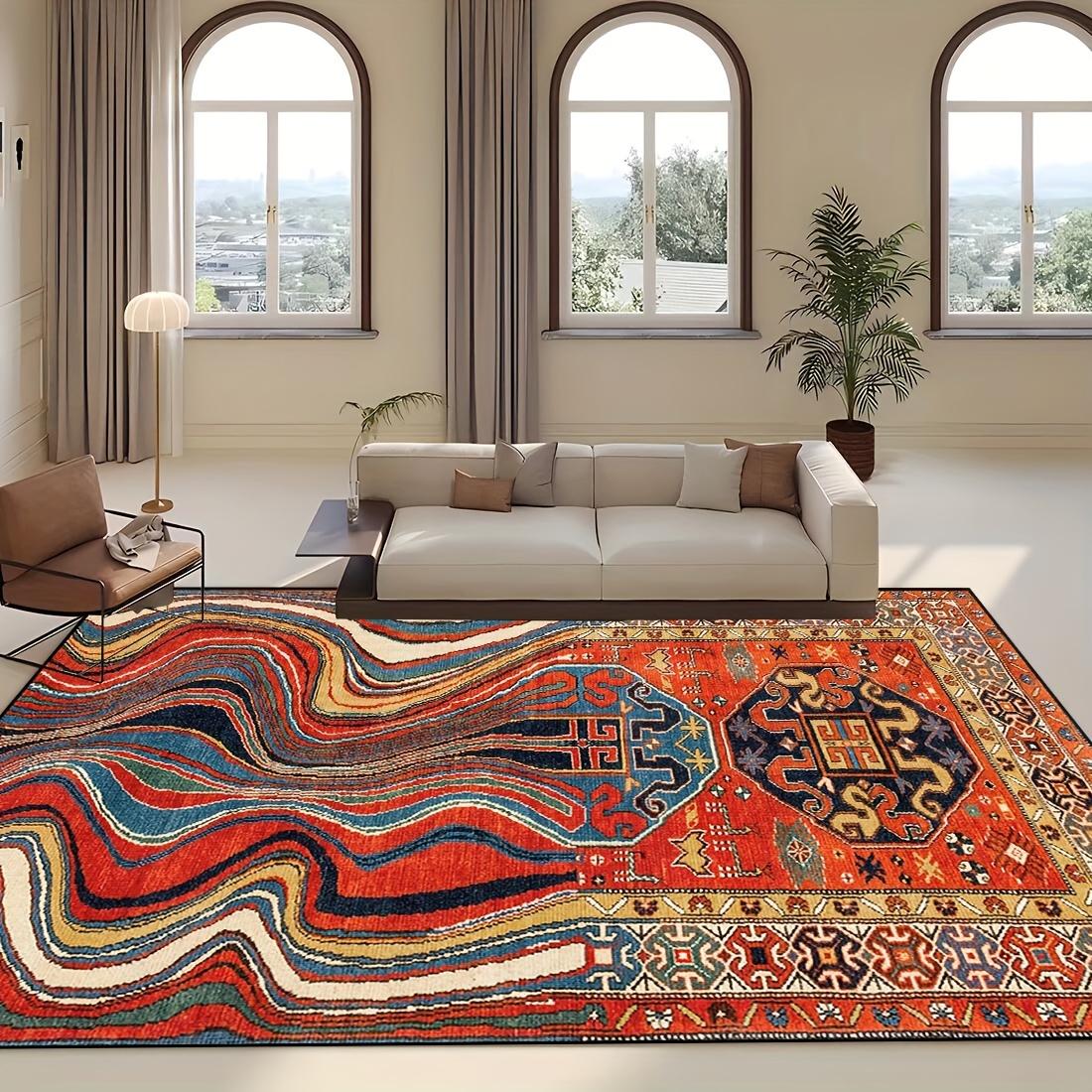 Tapis de grande surface de style marocain créatif, simple, doux et lavable. Convient à divers espaces tels que les salons, bureaux, chambres et la décoration intérieureOuvrir dans un nouvel onglet.