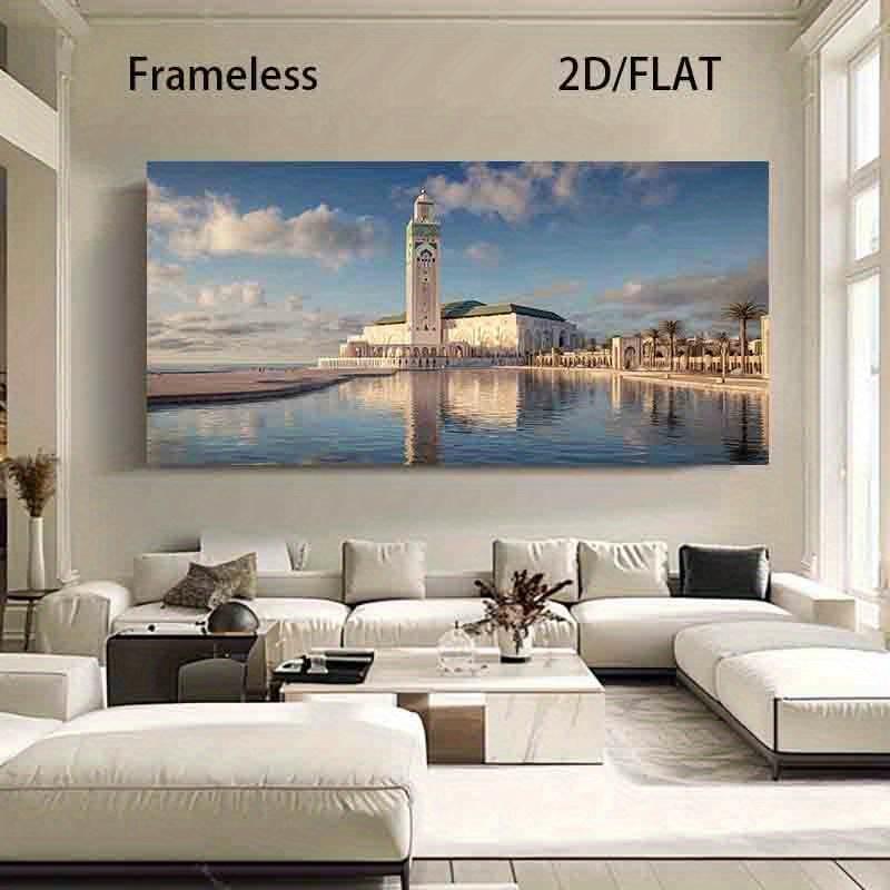 1 pièce Affiche sur Toile Moderne Minimaliste 2D Plate Surdimensionnée - Décoration Murale Grande Taille Sans Cadre, Convient pour Salon, Chambre à Coucher, Bureau - Beige, Bleu, Doré, Blanc, Gris,, Impression de haute qualité,Designers d'I